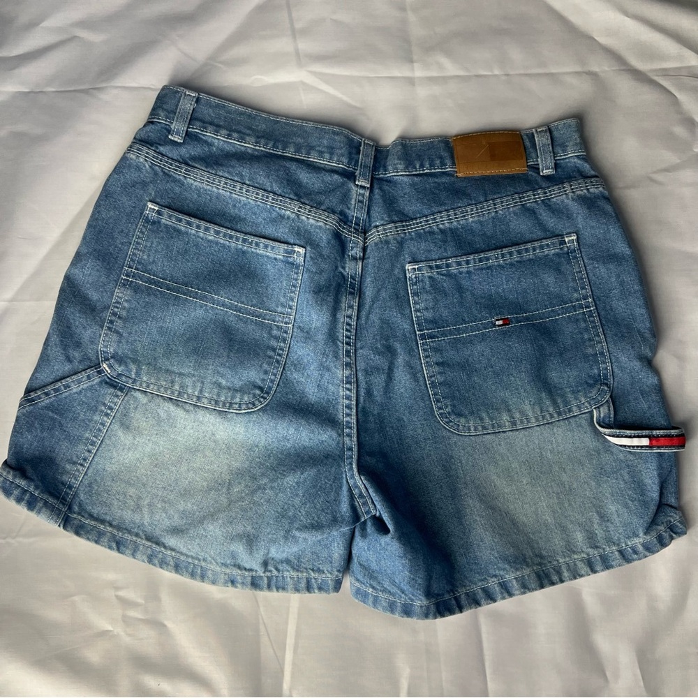 Vintage Y2K Tommy Hilfiger Women's Denim Carpenter Shorts Size 12 - Picture 2 of 6
